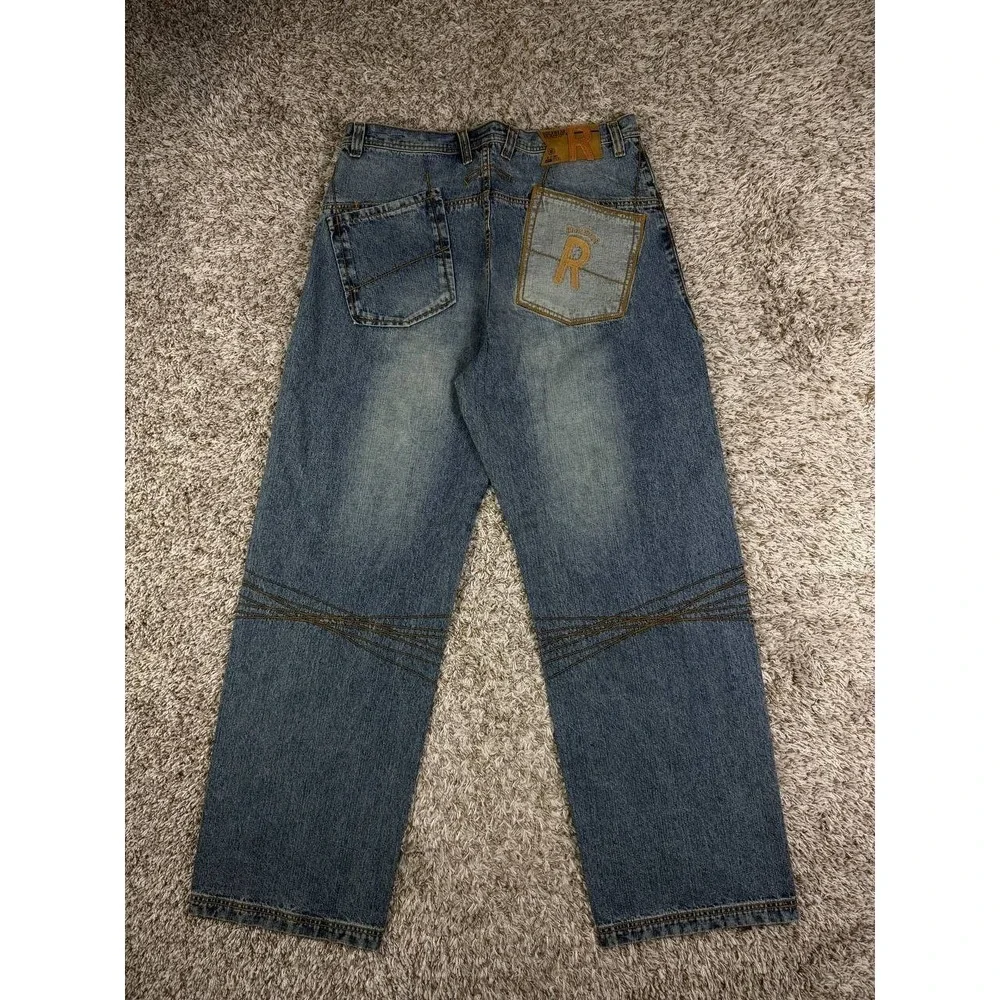 Vintage Rocawear Y2K Baggy Jeans Hip Hop Panel Seam Patched Faded Denim Size 36